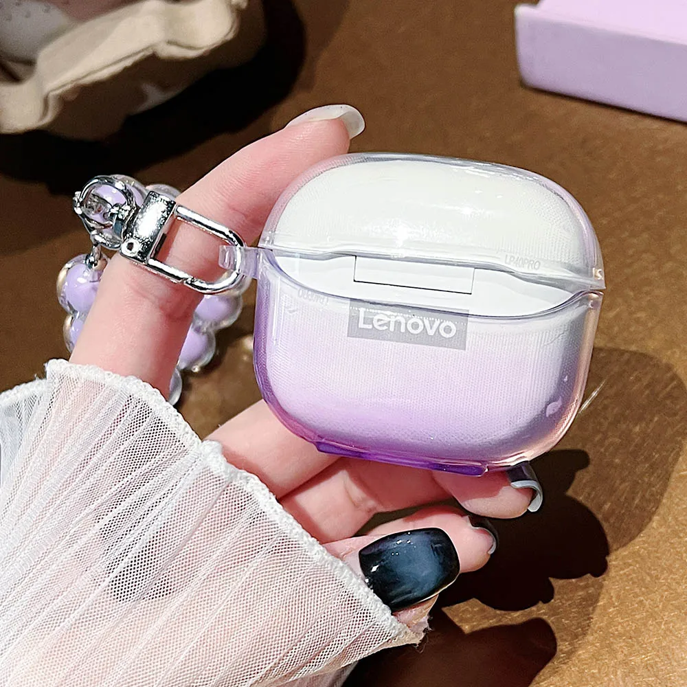 Korean Floral Soft TPU Clear Protective Earphone Case with Beaded Bracelet Pendant