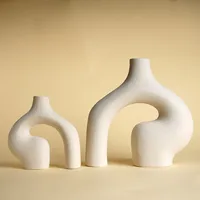 CAPIRON Ceramic White Nordic Vase of 2 Modern Minimalist Decorative Table Centerpiece Wedding Dining Living Room Office Decor 1