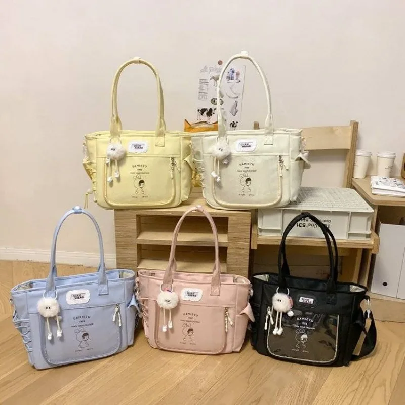 Richme Fashion Women Tote Bags Solid Large Capacity Students Commute Crossbody Shoulder Bags New in Harajuku Casual Bolso Mujer