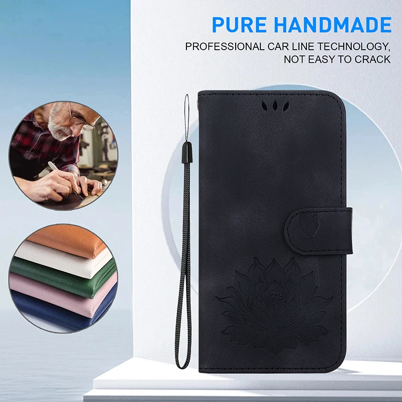Genuine Leather Phone Wallet Case with Lanyard Attachment