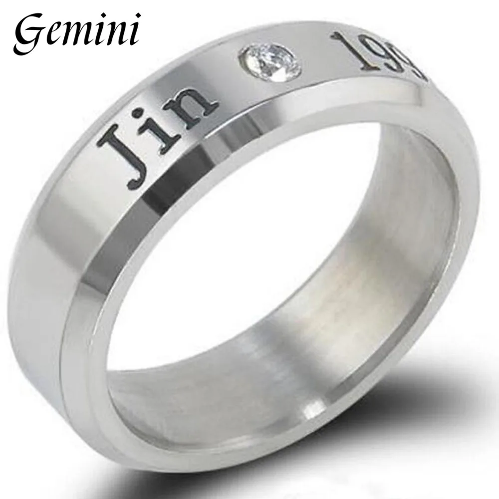 ARMY Jung Kook J-HOPE Jimin Jin Rap Monst SUGA V Rm Rhinestone Titanium Steel Finger Ring Original Kpop Jewelry Gifts Inner 18mm finger ring