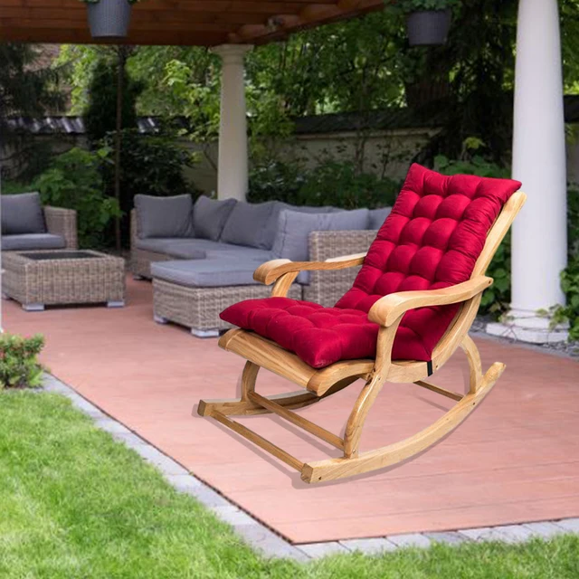 Coussin de chaise à bascule en tissu suédé inoffensif, siège de chaise de jardin, optique matelassurera, rempli de coton perlé, doux avec attaches pour l'extérieur 5