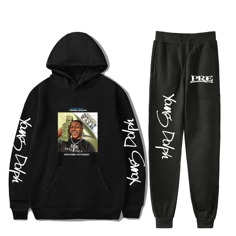 Rapper Young Dolph Men's Sportswear Sets Casual Tracksuit Two Piece Set Top and Pants Sweat Suit Male Sporting Suits Streetwear 4
