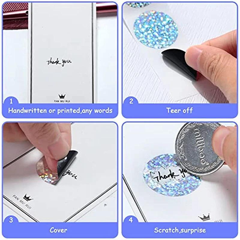 2.5CM Round Laser Scratch Off Stickers Surprise Labels Secret Code Cover Sticker Activity Card Self-Adhesive Sticker 300Pcs/Roll self adhesive stickers scratch stickers