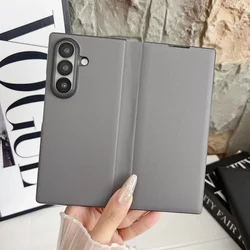 Fashion Skin Feel Candy Color Leather Phone Case - Simple Style Bumper Cover - Galaxy Z Fold7 (Gray)