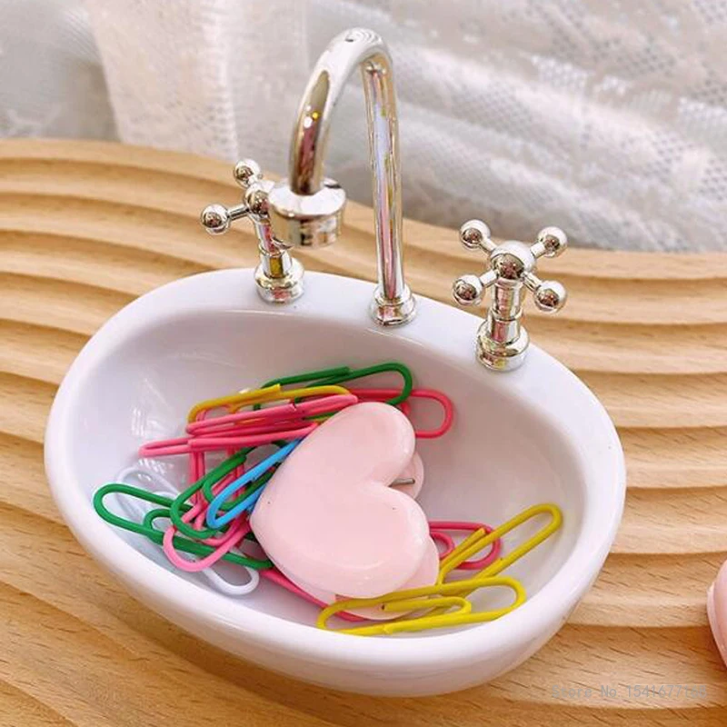 South Korean Creative Cute Mini Hamster Eating Basin, Desktop Faucet Table, Modelling Storage, Jewelry Decor, Home, Student, 1Pc