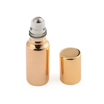 여행용 아이 크림 리필 가능 에센셜 오일 용기, 스테인리스 스틸 롤러 볼 마사지기, 빈 병, 5 ml, 10ml