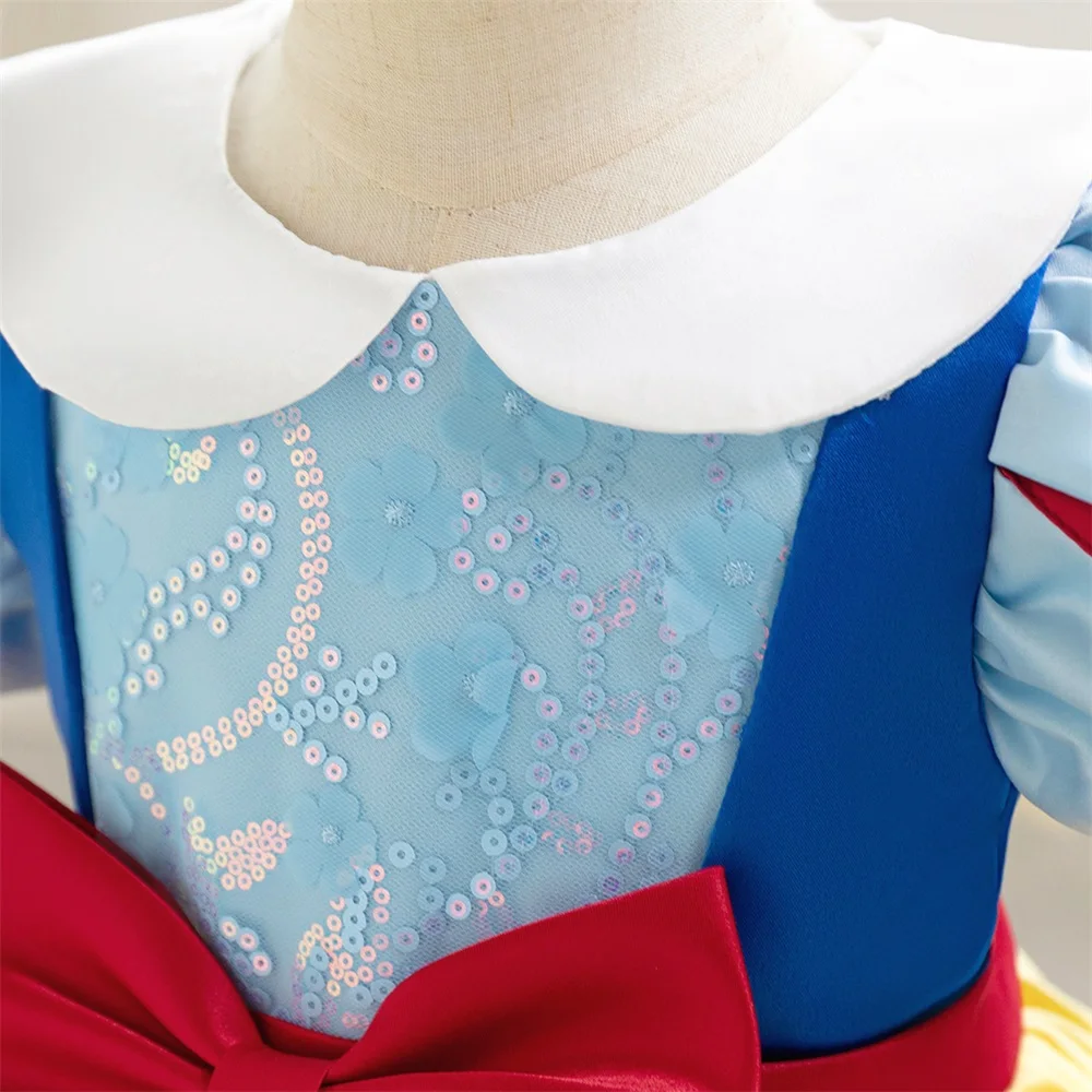 Schneewittchen Mädchen Partykleid Karneval Cosplay Halloween Kostüme Kind Schleife Spitze Geburtstag Prinzessin Ballkleider für Mädchen 4–8 Jahre – Detail 37