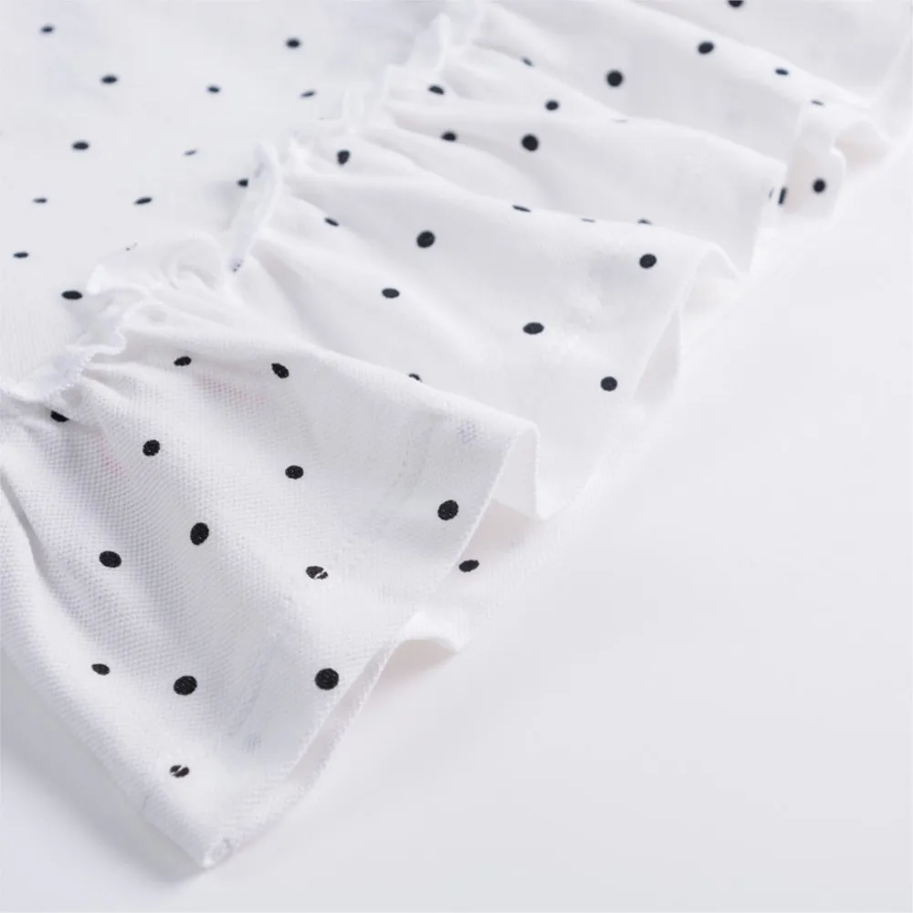 Girls Polo Dresses Summer Casual Children's Dresses Turn-down Collar Unicorn Dot Black Kids White Dress Back to School