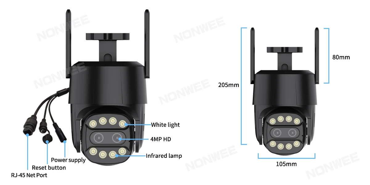 4K 8MP Lente Dupla 3.6mm-8mm 10X Zoom