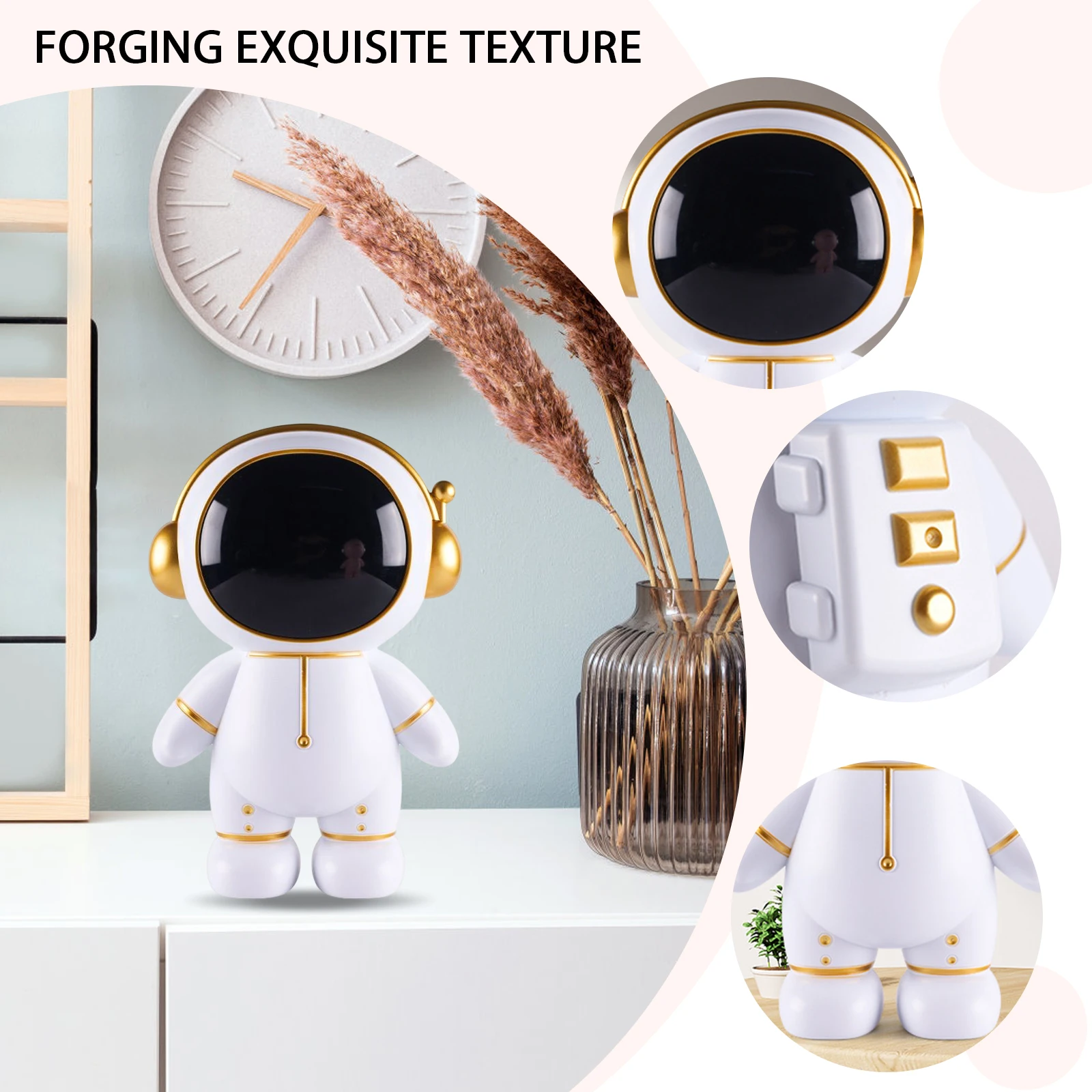 Astronaut Money Boxes Multifunctional with Light String Coins Collection Ornament Party Props Battery Powered for Children Gifts 6