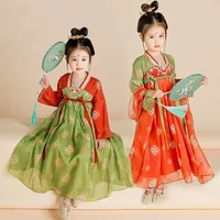 Costume de fête d'été pour filles, robes Vintage pour enfants, vêtements décontractés pour bébés chinois Hanfu Cosplay, robe de princesse pour filles 2