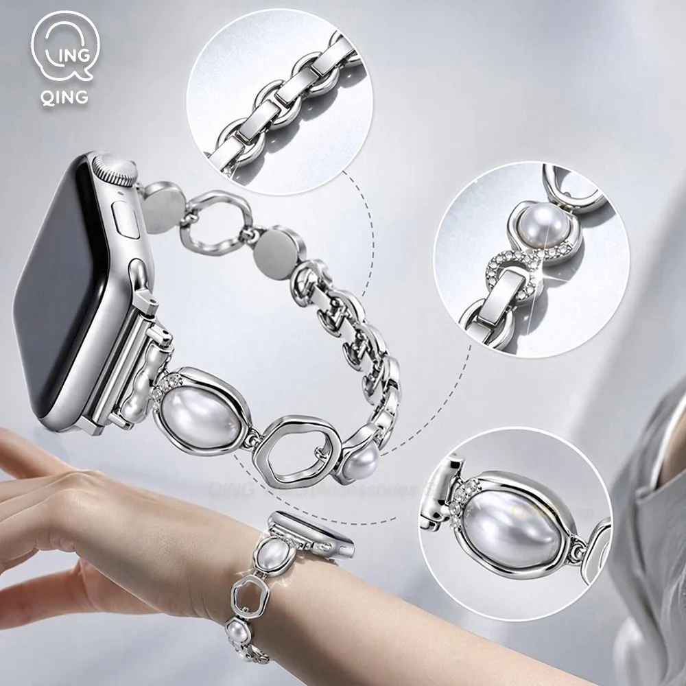 Elegant Stainless Steel Bead Chain Bracelet Watch Band