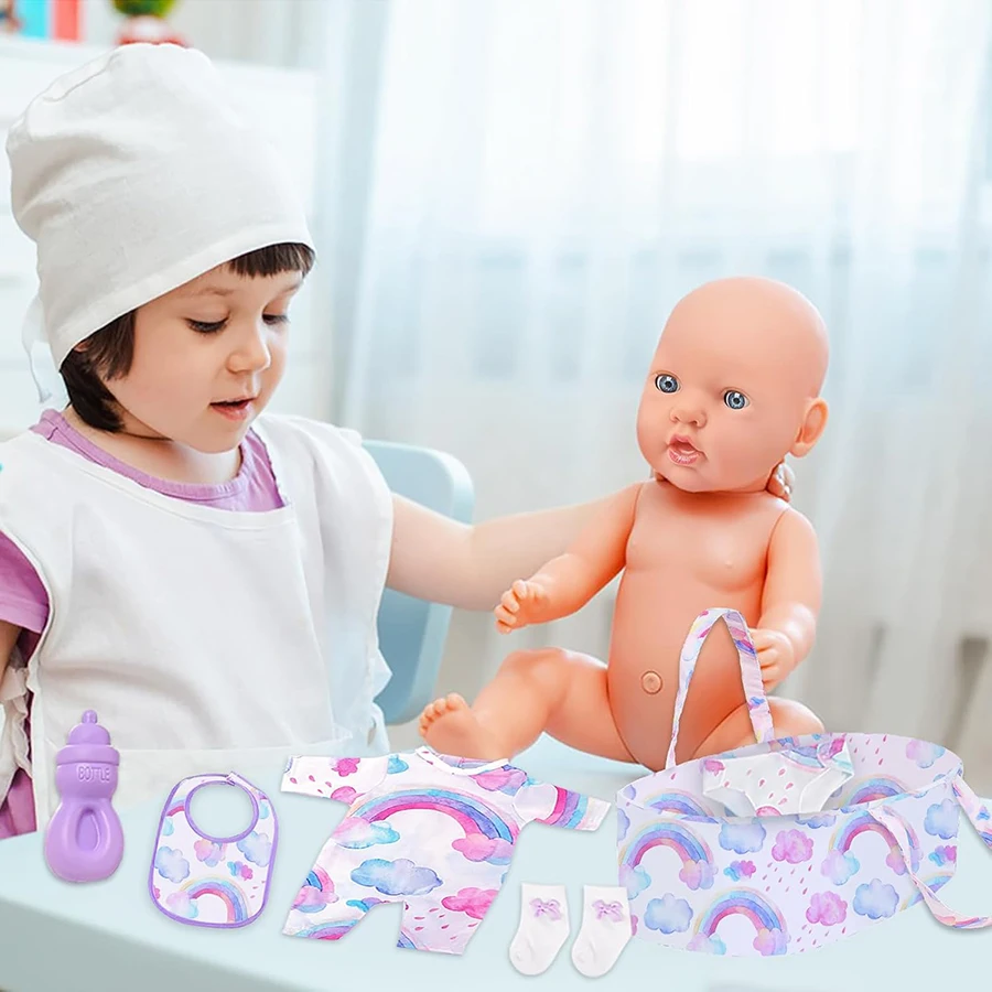 Fashion Doll Care Accessory Set for 14-18 Inch Baby Doll Outfit with Carrier, Pacifier, Bath Towel - 4
