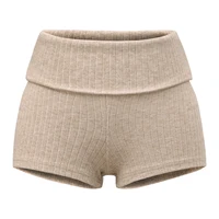 Summer Clothes Casual Shorts Woman Knit Fold Over Shorts High Waisted Slim Fit Stretchy Yoga Shorts Active Jogger Shorts Black - Image 2