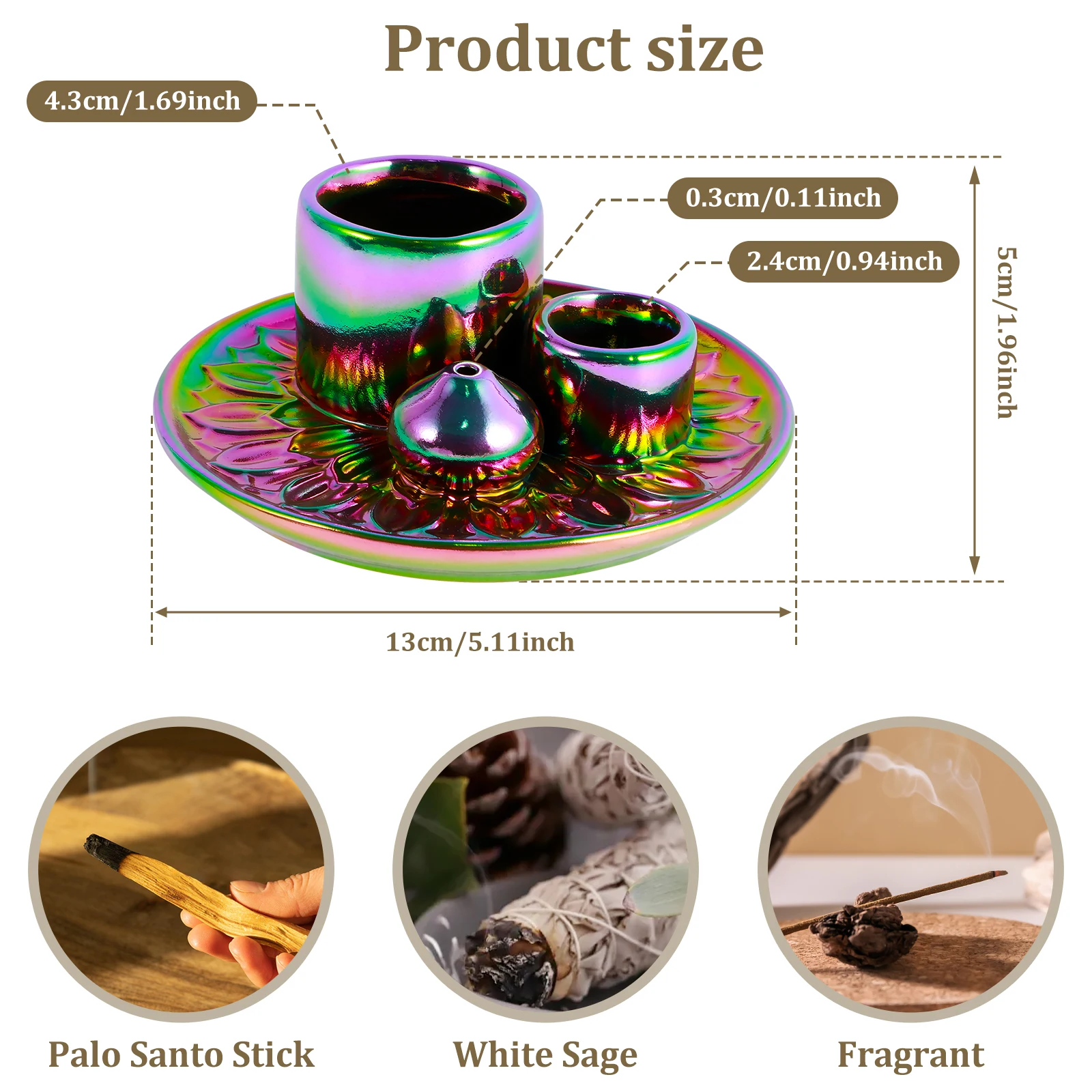 Palo Santo Sticks Holder Ceramic Burner Multi-Purpose Incense Candle Holder
