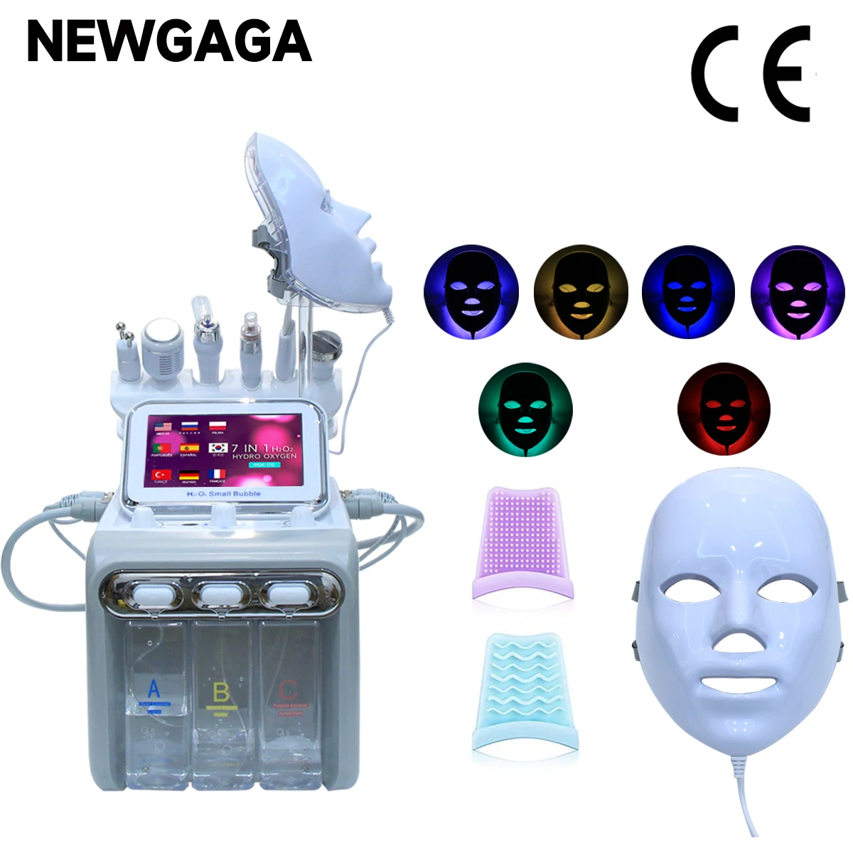 

New 7 in 1 Hydrogen Oxygen Small Bubble Facial Beauty Machine H2O2 Hydro Dermabrasion Rejuvenation Tightening Skin Care Face Spa