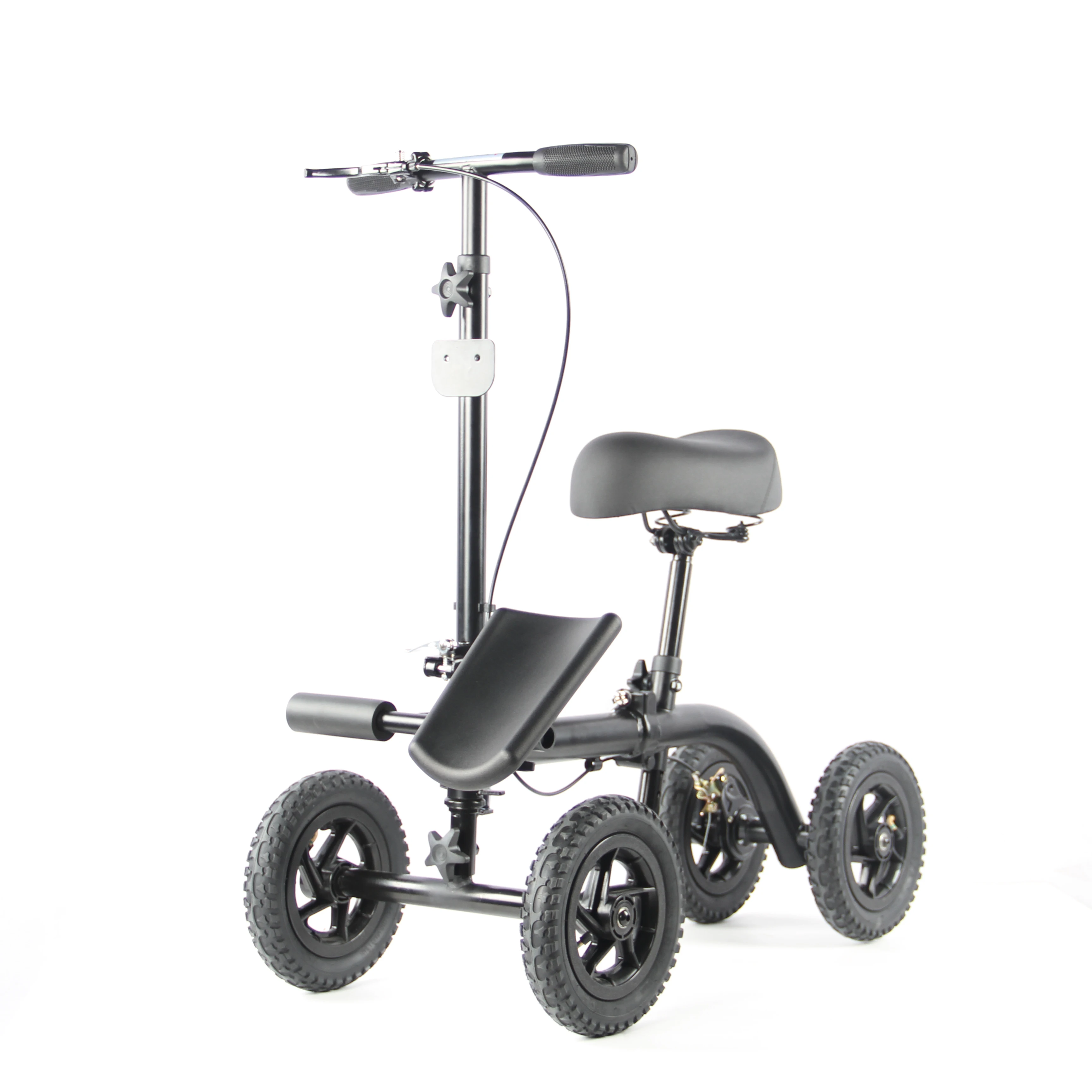 Rollator Walker Scooter 4 Ruote Telaio In Acciaio Seduto Ginocchiera Girello Orientabile
