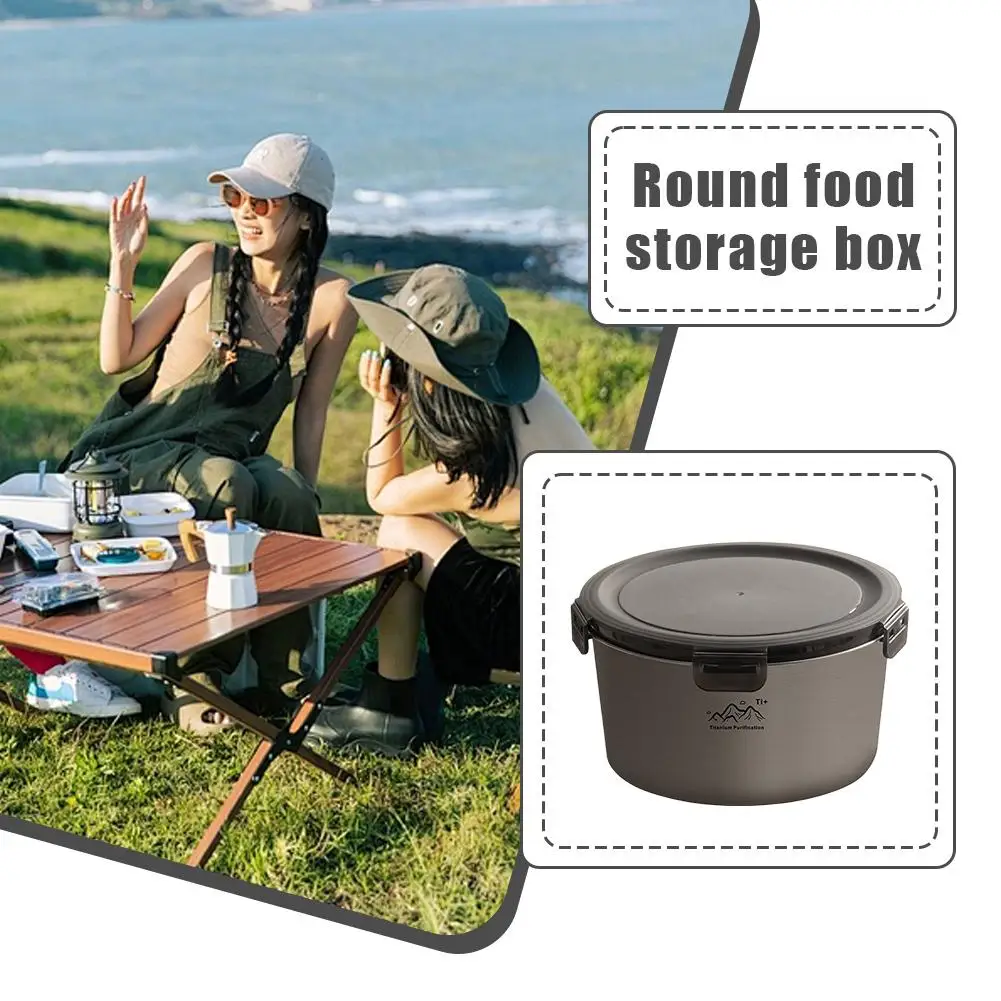 Rostfreie, ultraleichte, tragbare Lebensmittelversiegelungsschüssel aus Titan mit Deckel, tragbare Frischhaltebox für Picknick – Detail 6