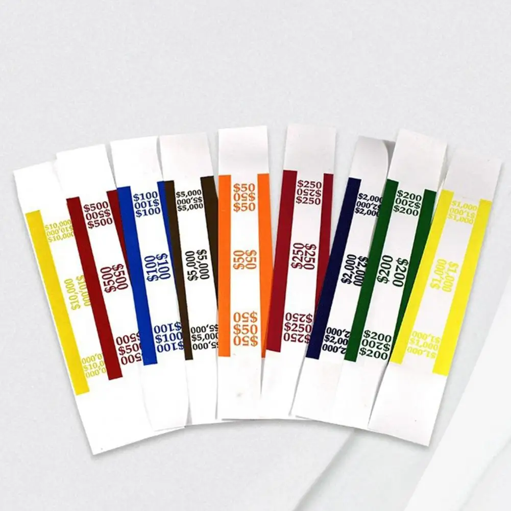 Money Band Bundle Self Sealing Cash Straps Denomination Sorting 450 Pcs For Banks Retail Hospitality