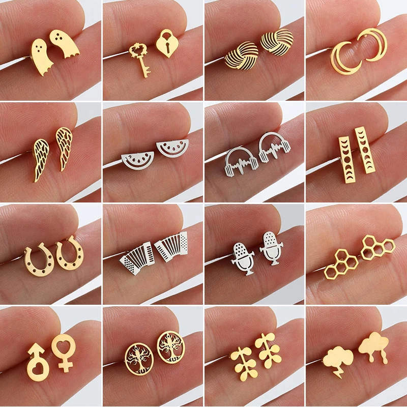 Multiple Stud Earing Small Animal Earings Multiple Stainless Steel Stud Earrings for Women ...