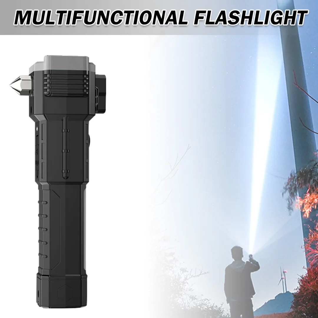 Multi Use Car Hammer LED Flashlight Mobile Power Torch Alarm Rescue