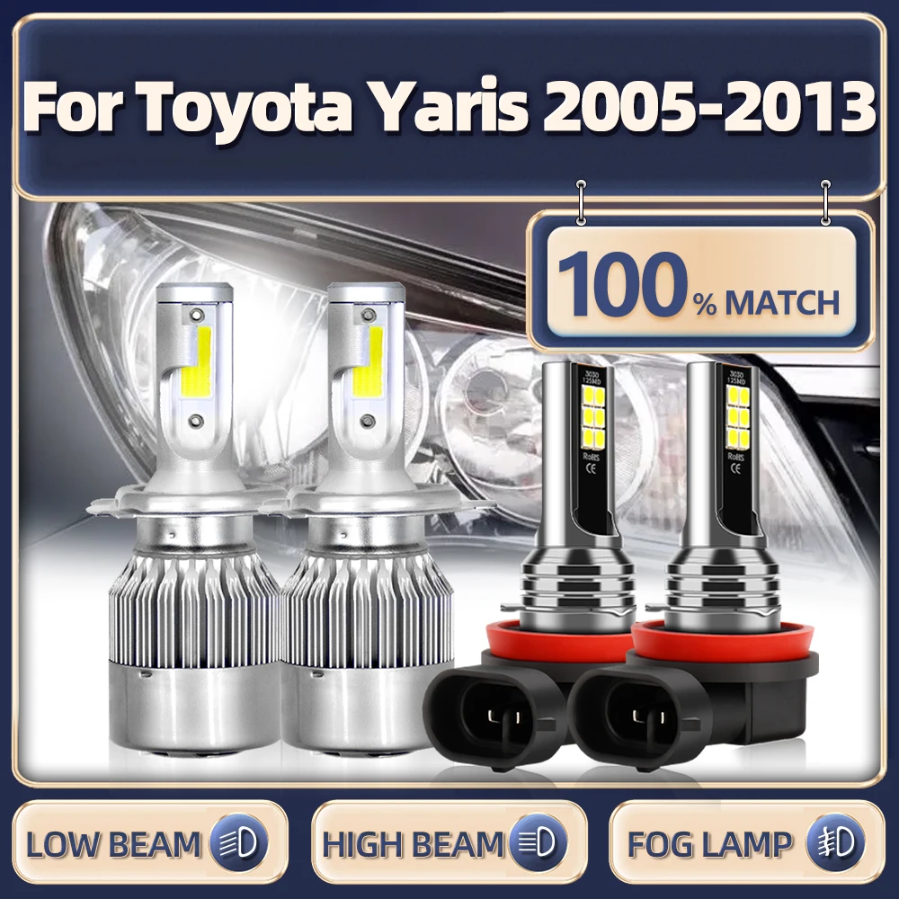 

40000LM LED Headlights H4 Canbus Car Light 240W High Low Beam Turbo Fog Lamp For Toyota Yaris 2005-2008 2009 2010 2011 2012 2013