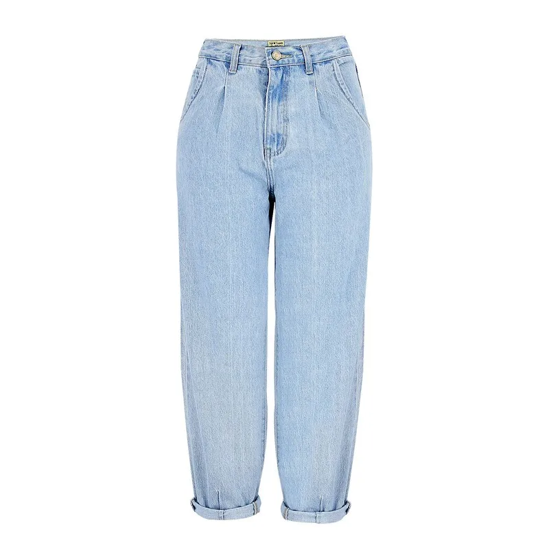 Spring and Autumn Fashion Cotton Jeans Women 2023 New High Waist Blue Retro Harlan Washed Office Ladies Casual Jeans Women