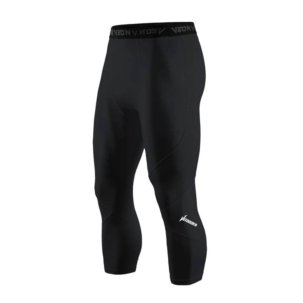 Medias suaves de compresión 3/4 para hombre, ropa deportiva, mallas de entrenamiento de secado rápido, pantalones atléticos para gimnasio, pantalones deportivos para correr