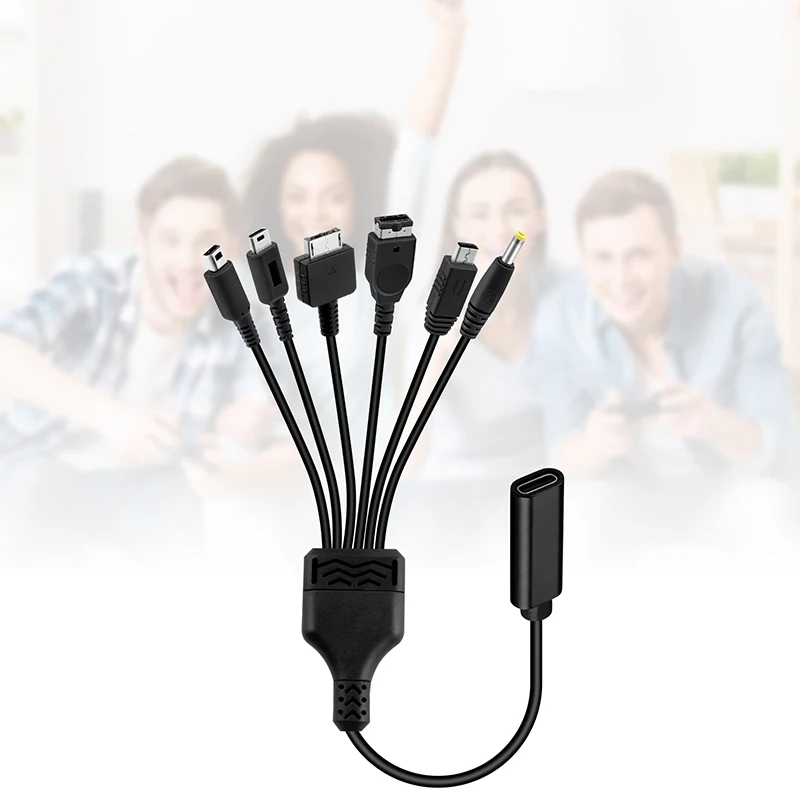 Charging Cable 6 In 1 USB Game Charging Cable for NDS Lite / Wii U / New 3DS XL LL /2DS GBA SP PSP PSV