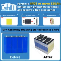 Grade A 8000+ cycle 320ah LiFePO4 batterie 3.2v phosphate de fer Lithium batterie rechargeable pour DIY 12V 24V 48v maison stockage d'énergie RV solaire batterie de camping en stock dans l'UE 3