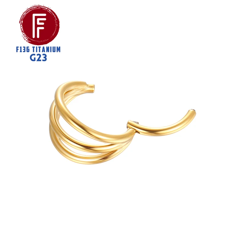 F136 Titanium Triple Hinged Cartilage Earring Helix Piercing Nose Septum Rings Conch Clicker Metal Hoop Stud Body Jewelry Trendy