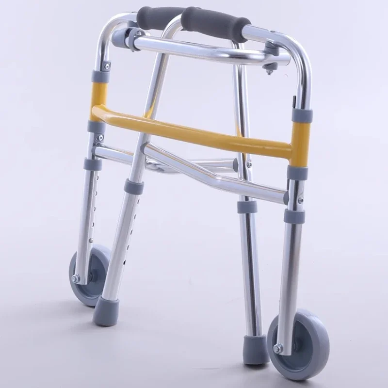 Children's Aluminum Walker Lower Limb Rehabilitation Walker with Wheels Adjustable Training Standing Frame Easy Folding Walker 4