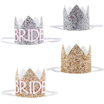 Glitter Crown Bride Headband decorativo Kids Princess Birthday Party Cap fascia per capelli elastica fatta a mano Baby Shower Wedding Decor