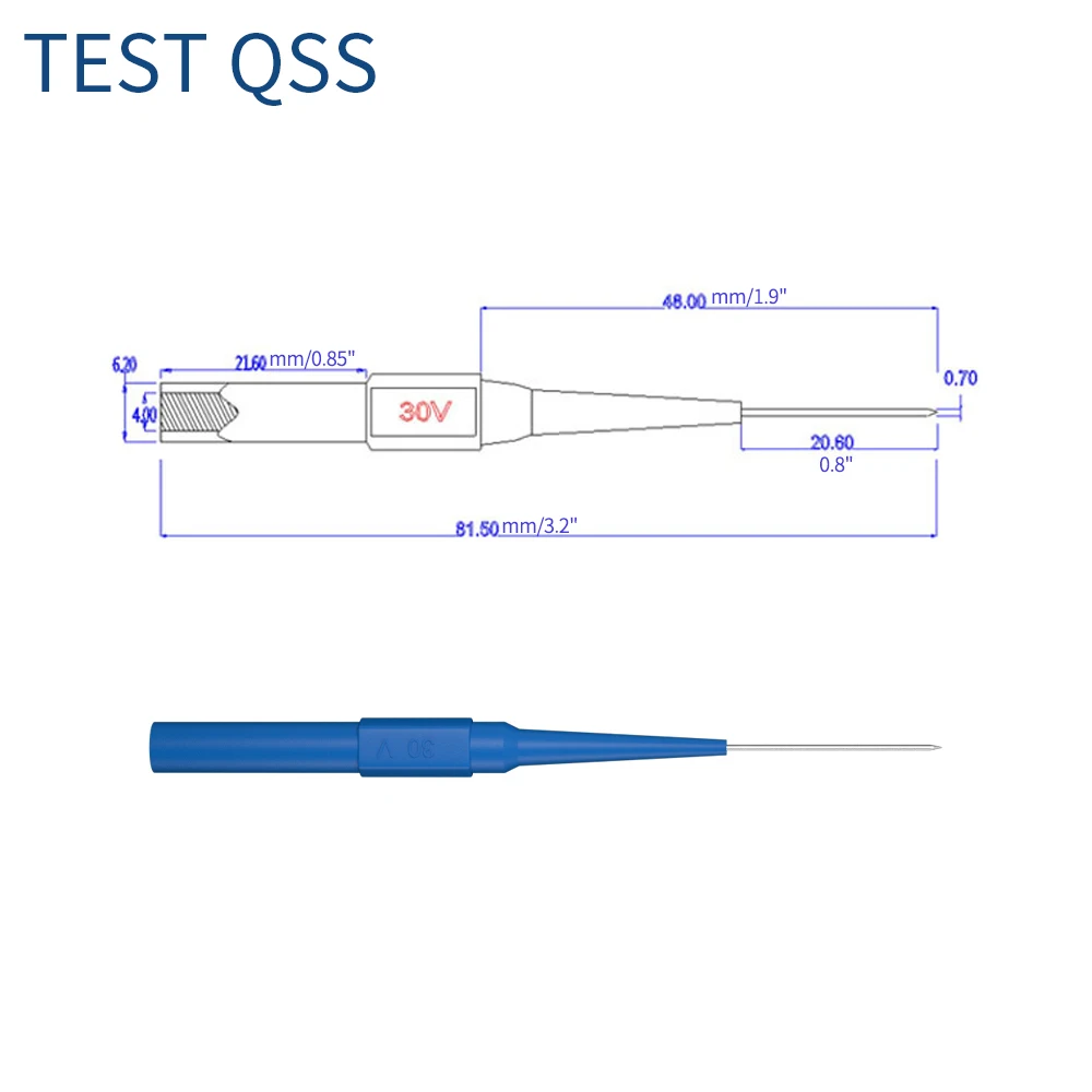 QSS 15PCS 절연 비파괴 피어싱 테스트 프로브 멀티 미터 스테인레스 펑크 백 프로브 3 각도 Q.30009pro