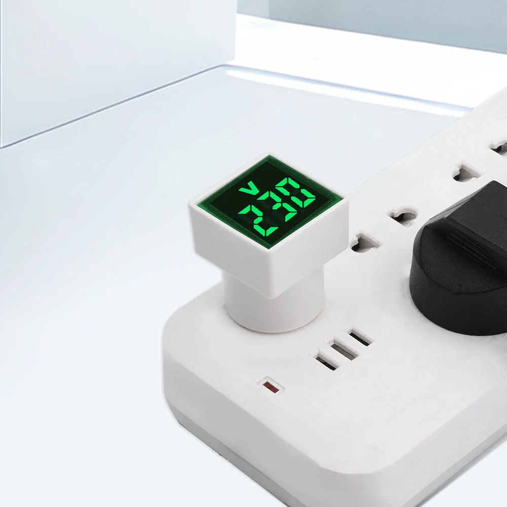 Digital LED Display Voltage Tester with Square Voltmeter and EU Plug, AC 50V-500V Range