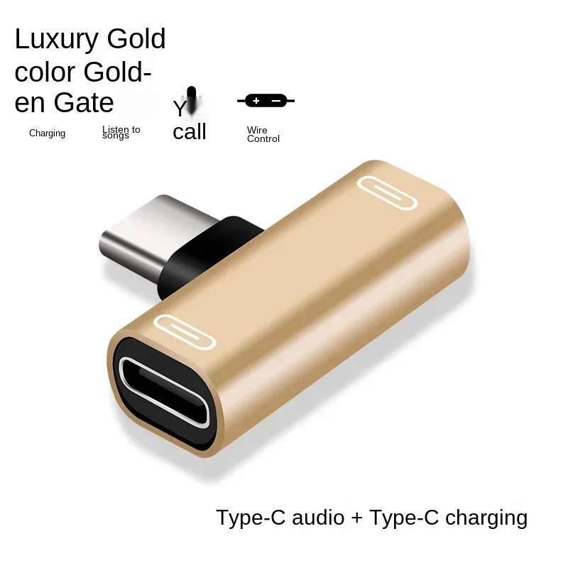 USB C타입 수-듀얼 C타입 암 헤드폰 충전기 어댑터 스플리터 컨버터, 2 in 1, 신제품