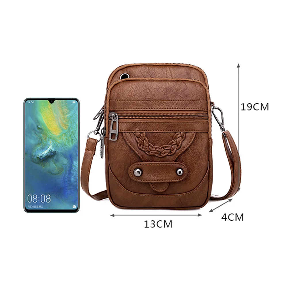 Small Crossbody Bag for Women Adjustable Strap Shoulder Bag PU Leather Solid Color Messenger Bag Retro Handbag for Work Travel