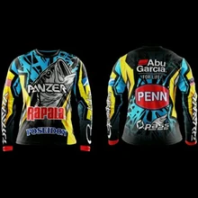  Fishing suit men's summer sunscreen outdoor long-sleeved quick-drying blue fish head casual shirt 