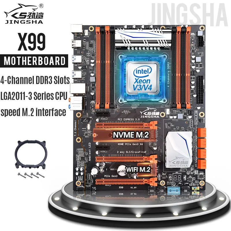 X99 Motherboard LGA 2011-3 SATA/ PCI-E M.2 Slot Support Xeon E5 V3 V4 Processor Four channel DDR3 RAM WIFI USB 3.0 up to 256GB |