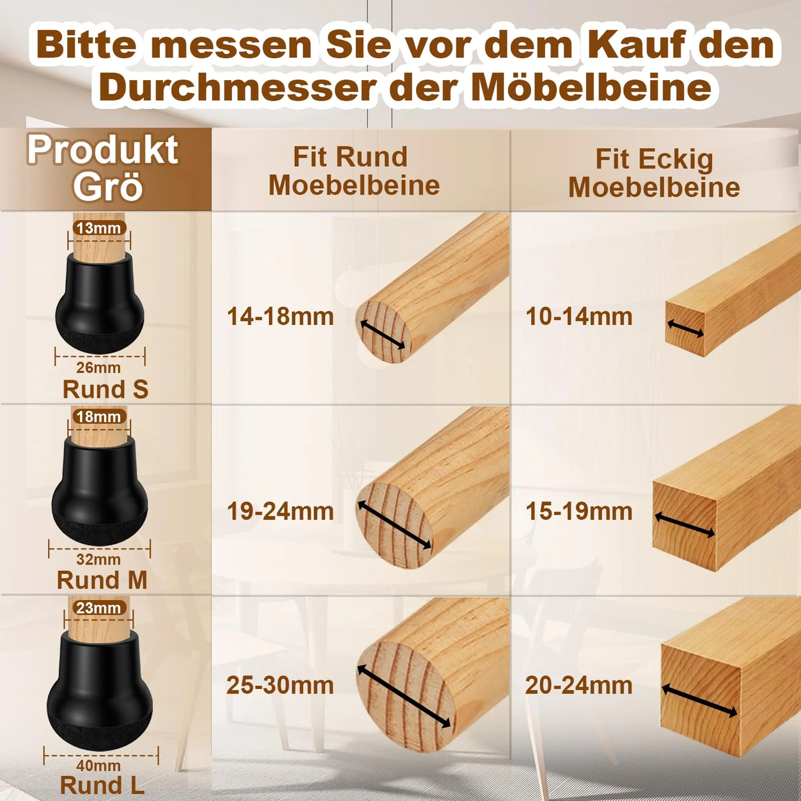 Set of 4 Silicone Floor Protector with Felt Padding
