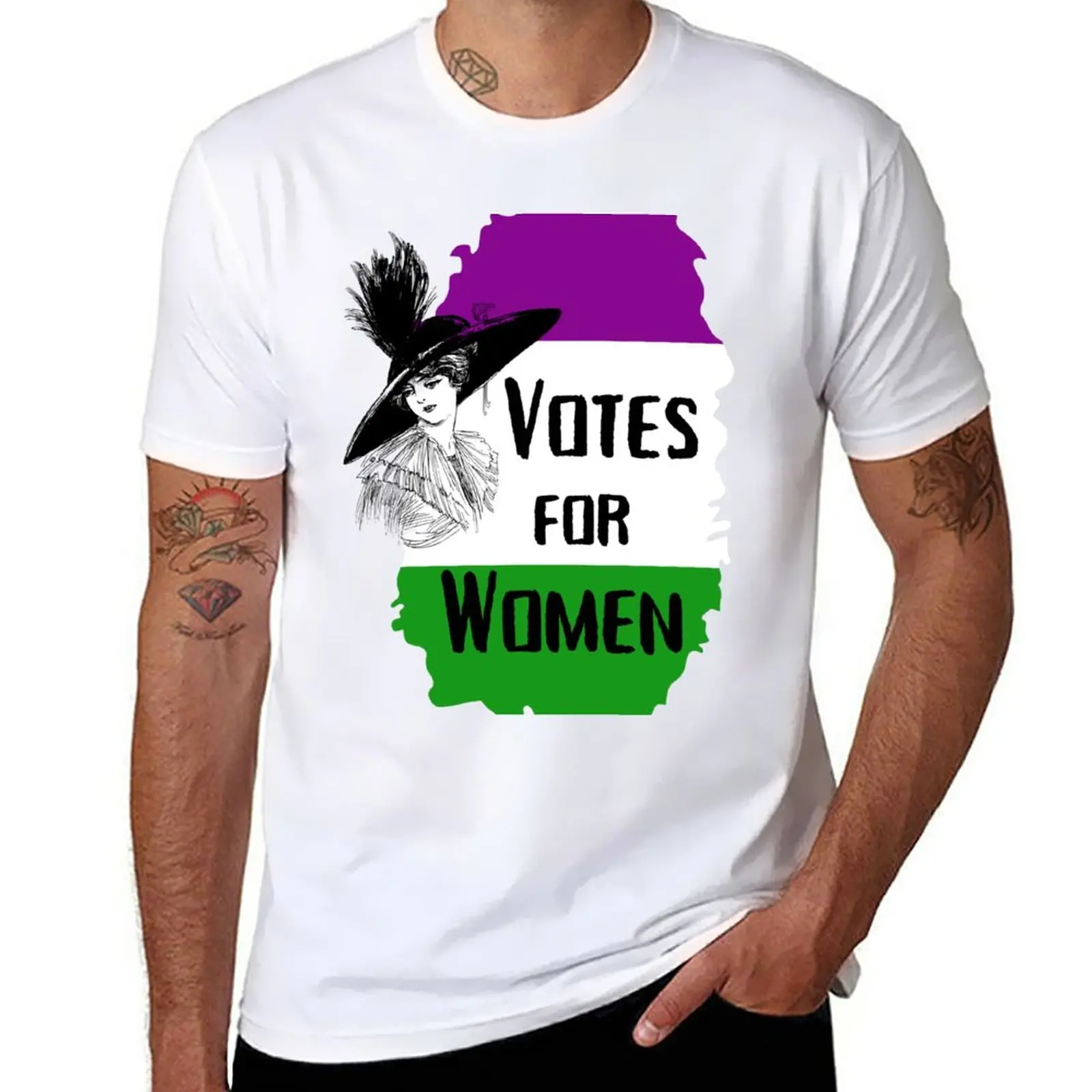 

New Votes For Women Suffragettes Slogan Suffragette Colours T-Shirt custom t shirt funny t shirts mens t shirts