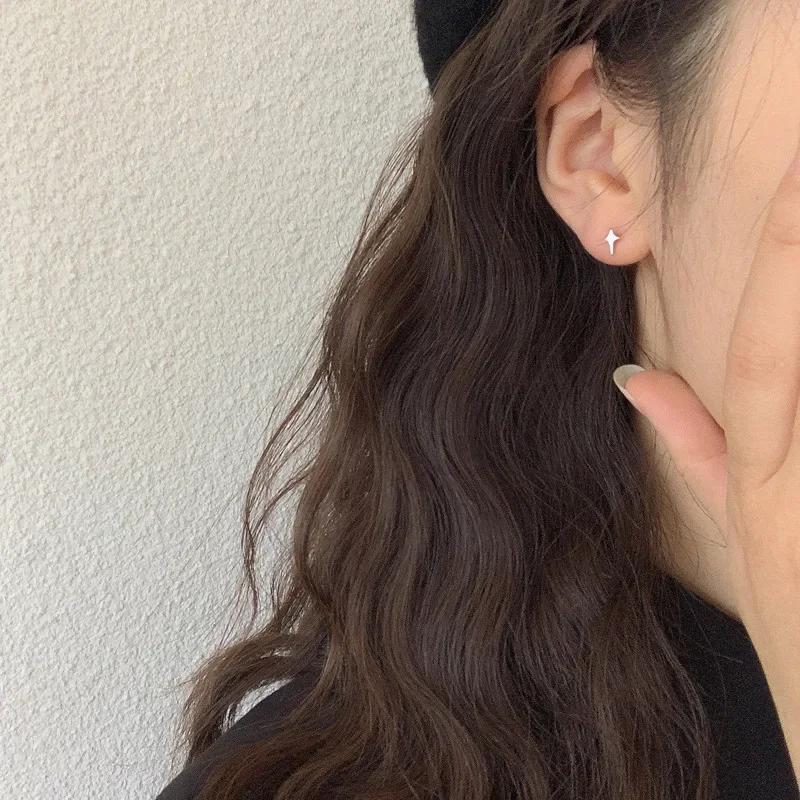 Silver Trend French Asymmetric Star Half Round Long Tassel Drop Earring For Girl Women Christmas Gift 925 Ear Jewelry