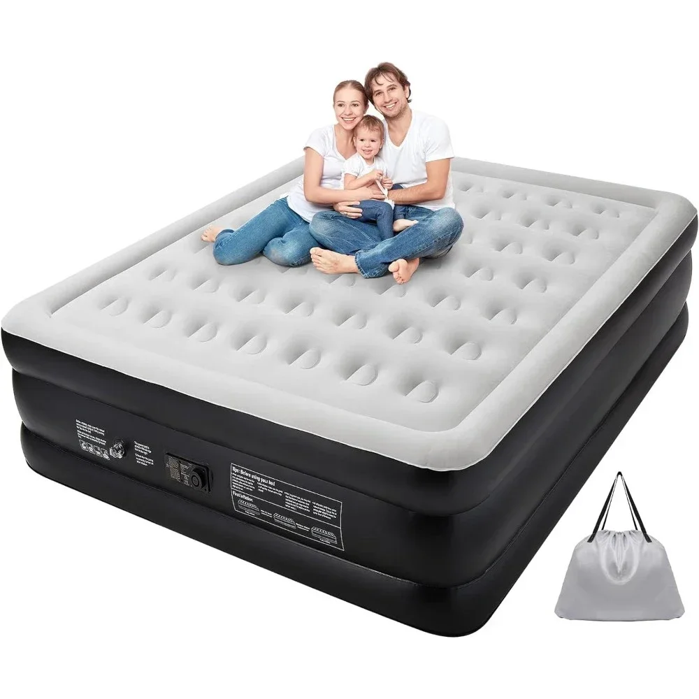 

King Air Mattress with Built-in Pump, Raised Elevated Double High Airbed, 18" Tall Inflatable Blow Up Air Mattresses