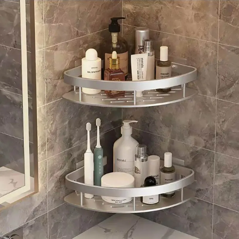 Bathroom Storage Rack Space Aluminum Wall Mounted Household Multifunctional Storage Shelf Bathroom Accessories Organizer Rack