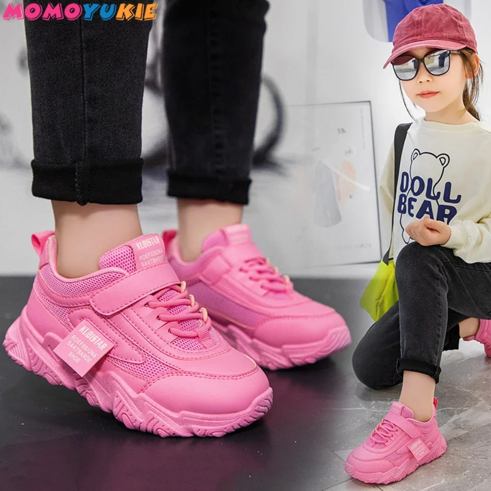 Spring New Kids Sneakers shoes PU Girls Casual Mesh Solid Pink Light Boys White Hook & Loop Children Non-slip Sports Shoe sports shoes,kids sneakers,kids shoes,kids sports shoes