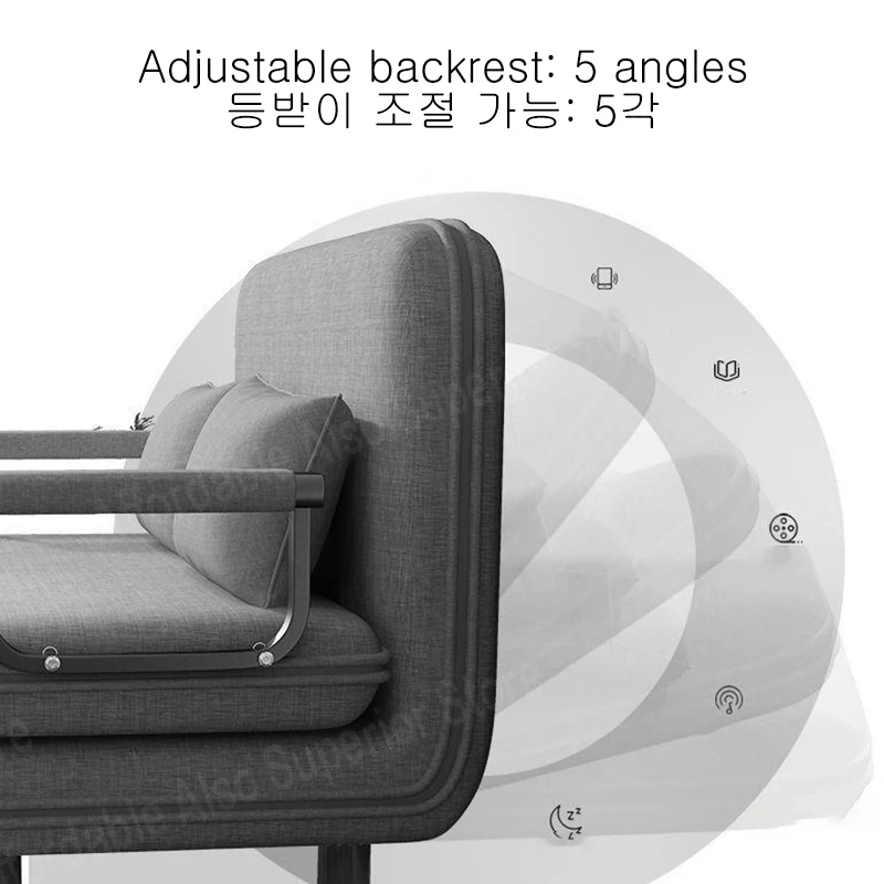 Description Picture 4 of itemSofa Bed for Apartment Dorm with armrest, Linen Modern Folding Futon, Reclining Couch with Pillow Sleeper Chair for Living Room