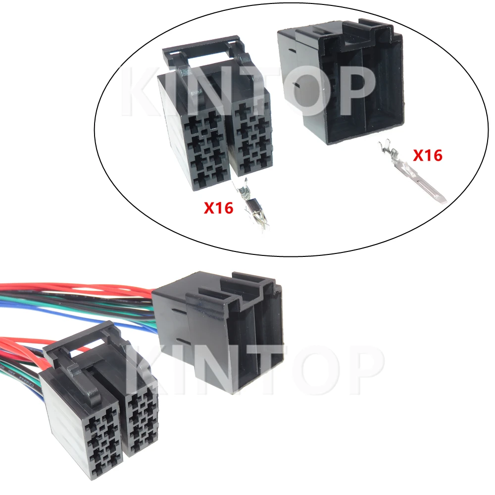 

1 Set 16 Pins Automotive ISO Unsealed Connector With Wires Auto Audio Wire Harness Socket Starter Car Male Female Docking Plug