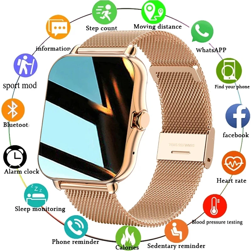 Women Smart Watch Men 1.69" Full Touch Screen Heart Rate Fitness Tracker Ladies Watch Bluetooth Call Smart Clock for Android IOS
