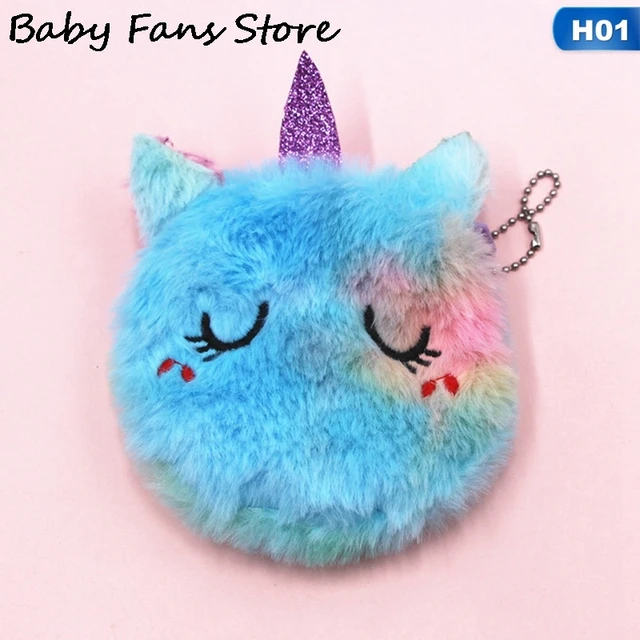 Mini Unicorn Coin Purse Cartoon Cat Circle Wallet Children Kids Embroidered Bag Key Earphone Organizer Pouch Embroidered Eyes 5